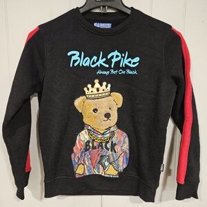 Black Pike Kid’s Always Bet On Black Hip Hop Teddy Bear Sweatshirt Size 14/16